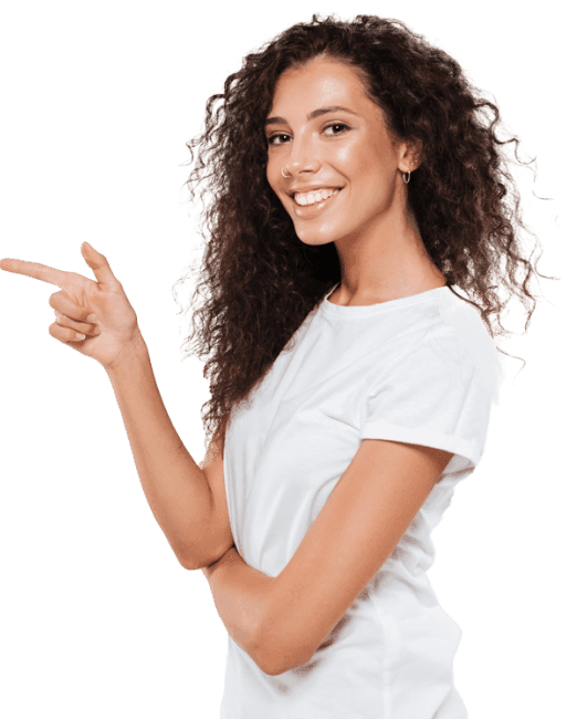 a girl suggesting to register a domain name