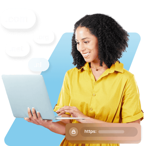 Smiling woman holding a laptop